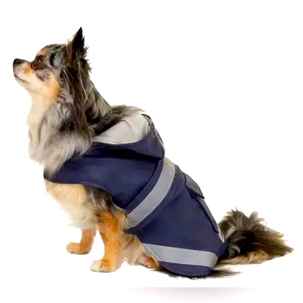 EDDIE BAUER Pet Navy Blue Dog Cat Rain Coat NWT-Sz S